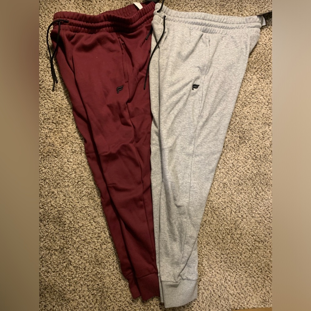 Fabletics Red and Gray Sweatpants Joggers